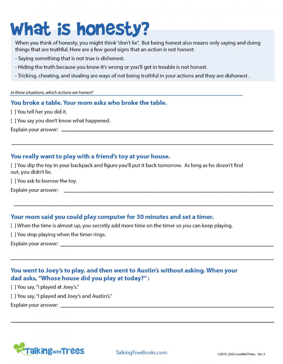 Honesty Worksheets and Teaching Resources