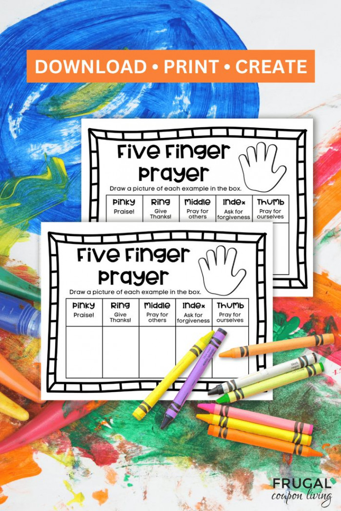 How To Pray The  Finger Prayer: Printable Worksheet for Kids in