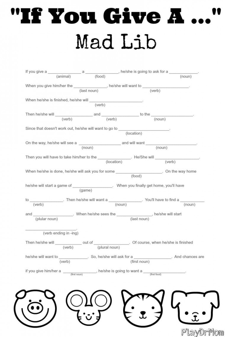 If You Give a " Mad Lib - Play Dr Mom  Funny mad libs