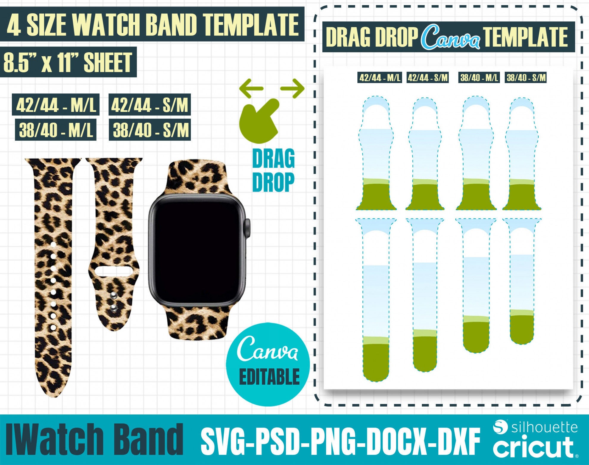 iWatch Band Template Svg, Watch Band svg, Watch Band Jig Template, iWatch  Band Sublimation blank template