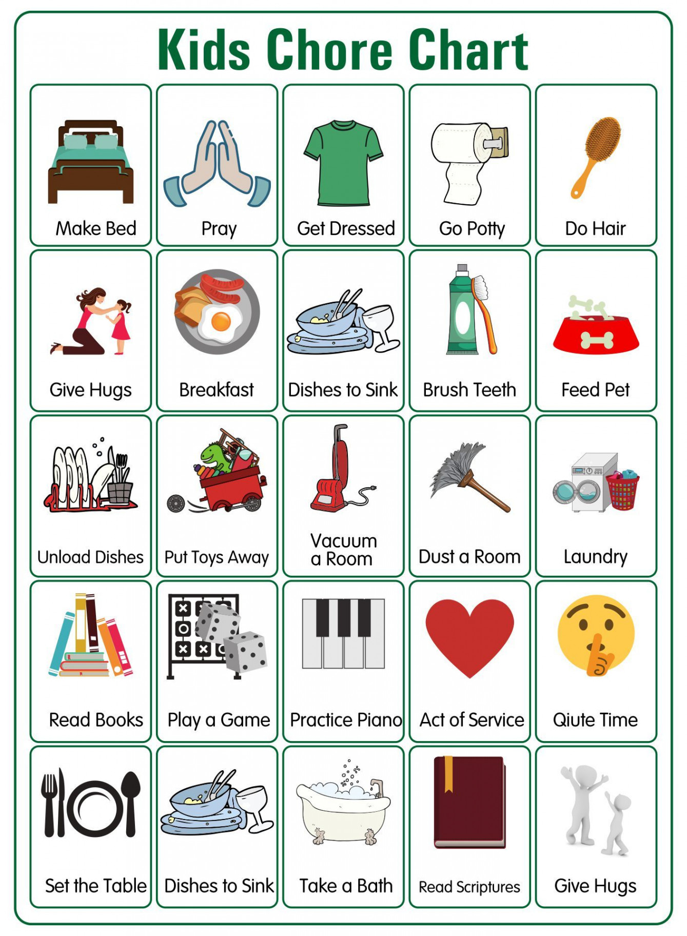 Kids Chore Chart Graphics  Kids routine chart, Chore chart kids