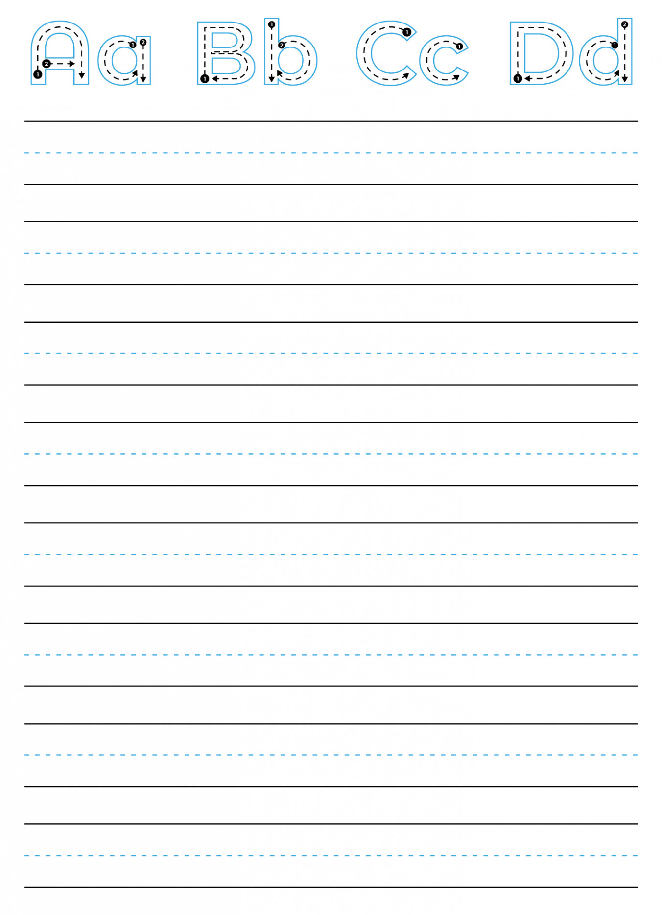 Kindergarten Lined Paper Free Google Docs Template - gdoc