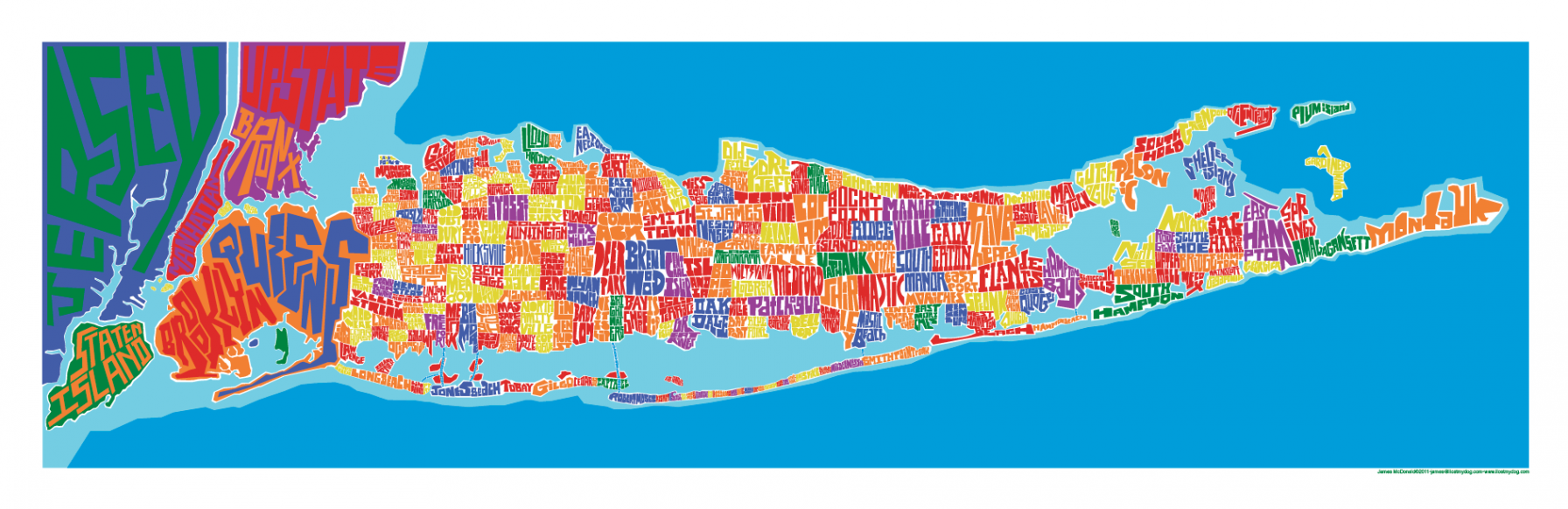 Long Island Towns Typography Map