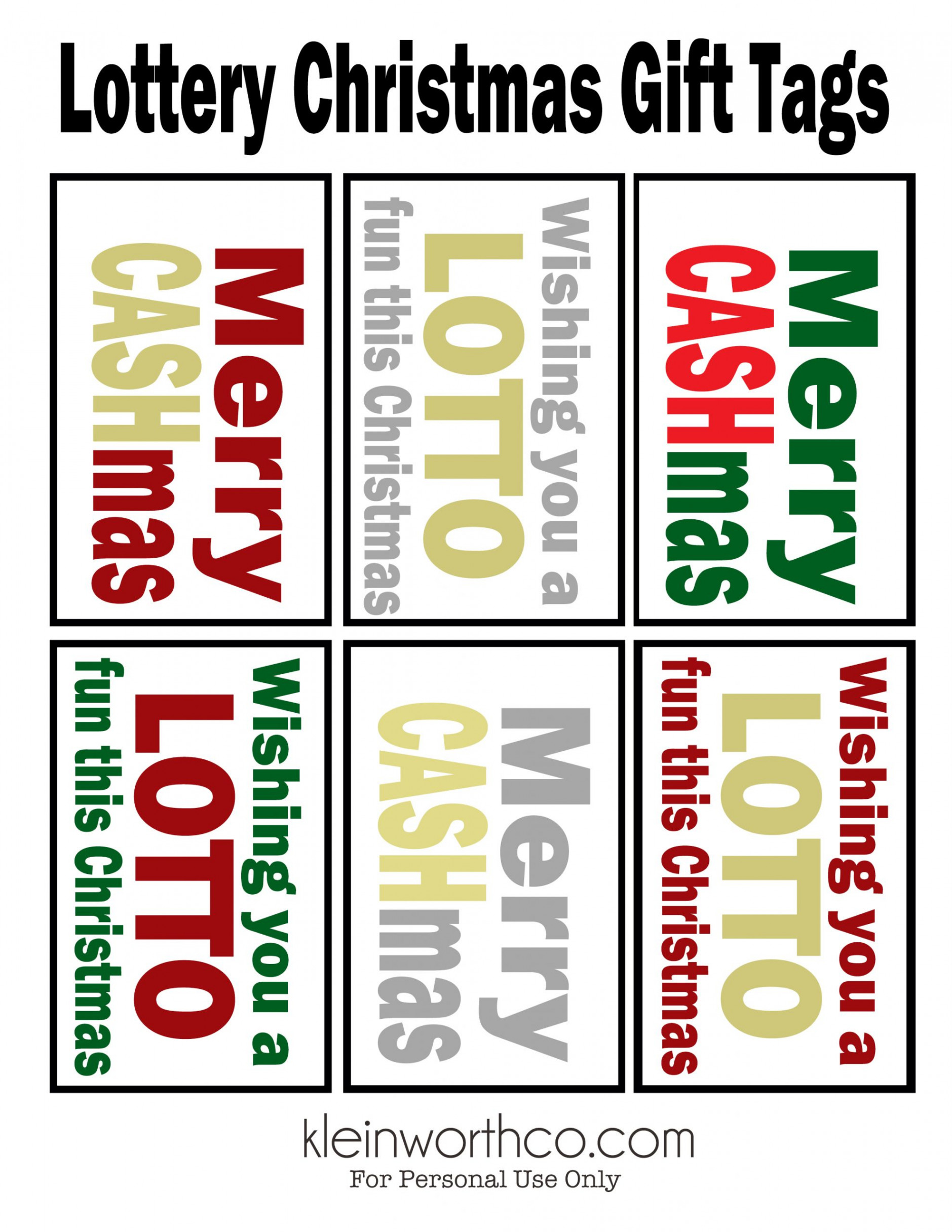 Lottery Gift Tags- Free Printable - Taste of the Frontier