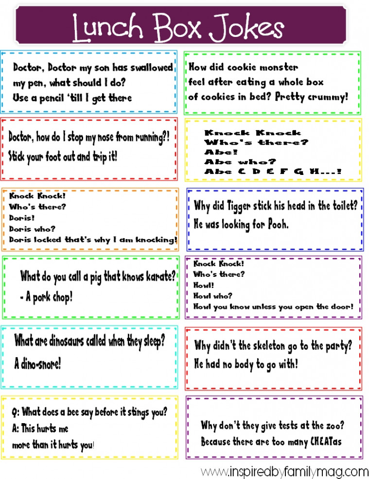 Lunch Box Jokes Free Printable