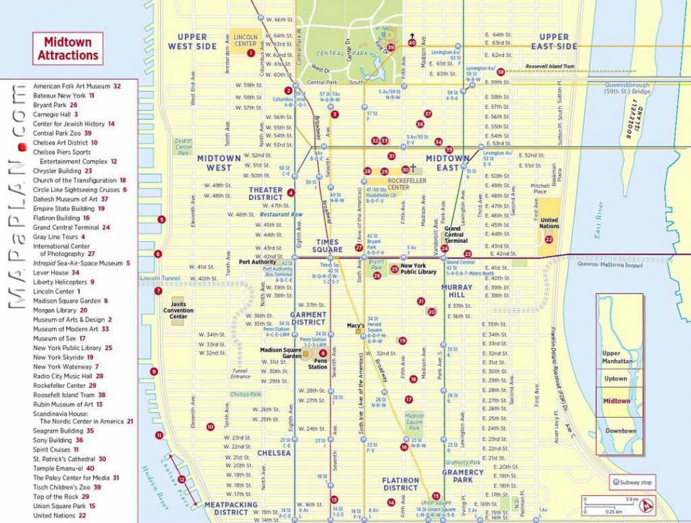 Maps of New York top tourist attractions - Free, printable  Map