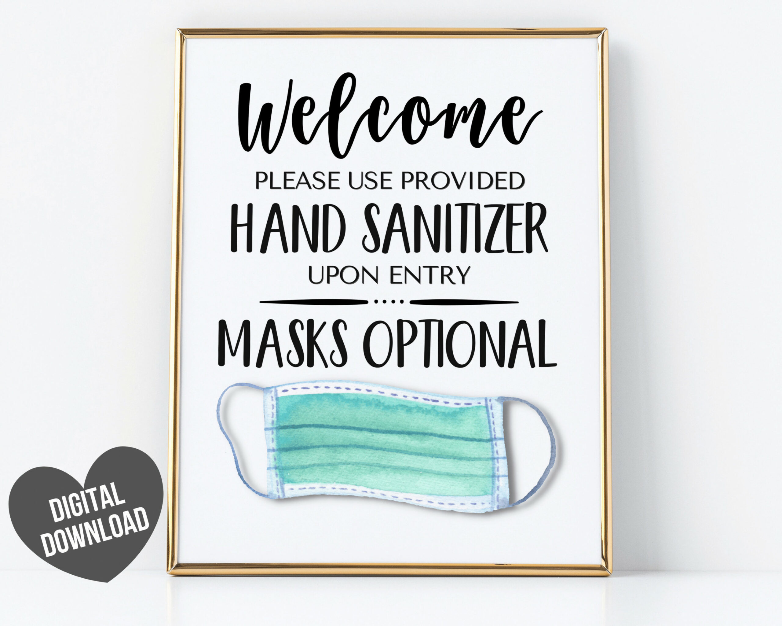 Mask Optional Sign, Face Mask Sign, PRINTABLE Face Masks Optional