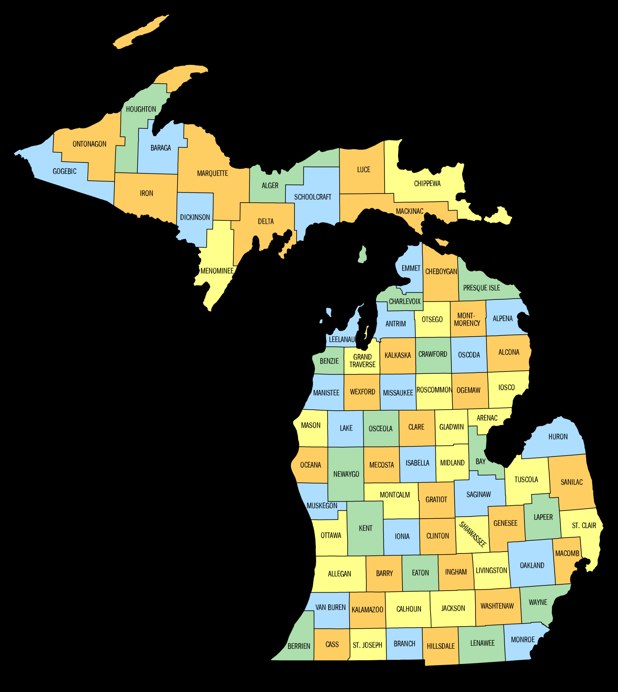 Michigan County Map (Printable State Map with County Lines) – DIY