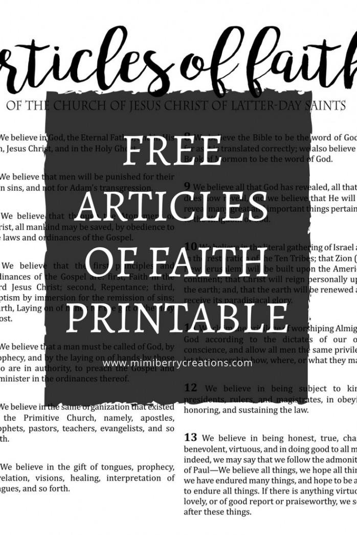 mimiberry creations: FREE Articles of Faith Large Printable