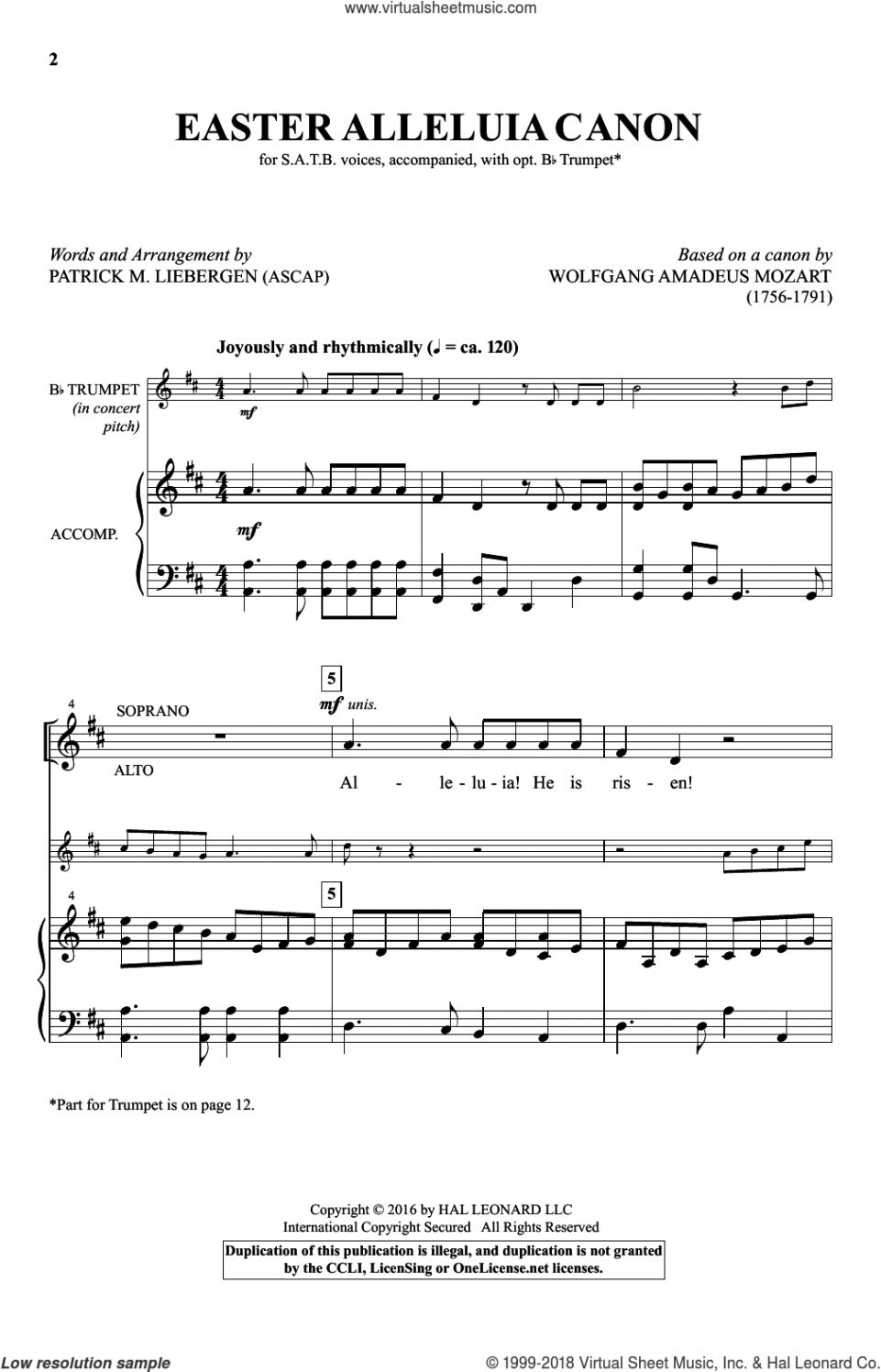 Mozart - Easter Alleluia Canon sheet music for choir [PDF]  Sheet