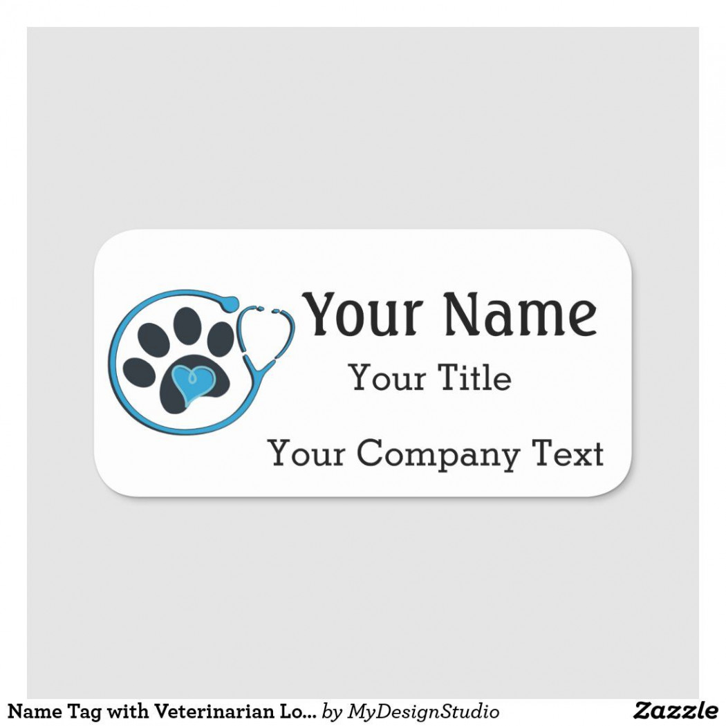 Name Tag with Veterinarian Logo Custom Text Badge  Zazzle  Name