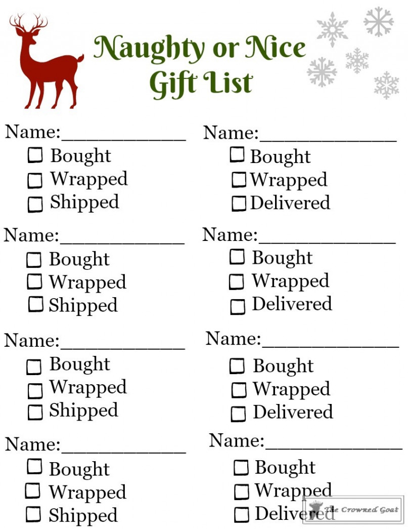 Naughty or Nice Gift List Printable –