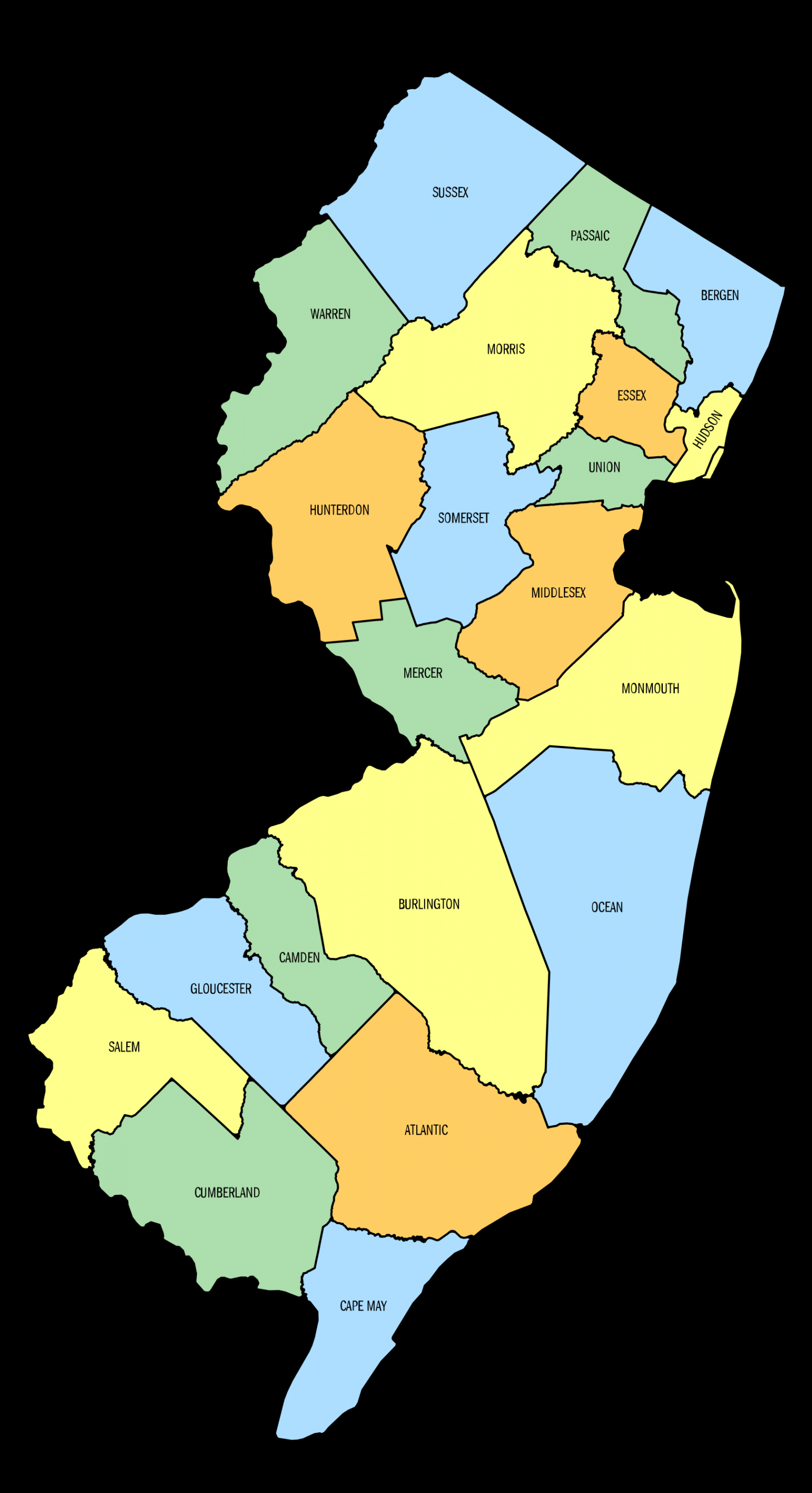 New Jersey County Map (Printable State Map with County Lines