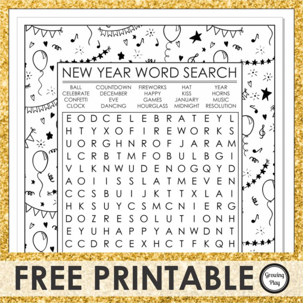 New Year Word Search - FREE - Growing Play