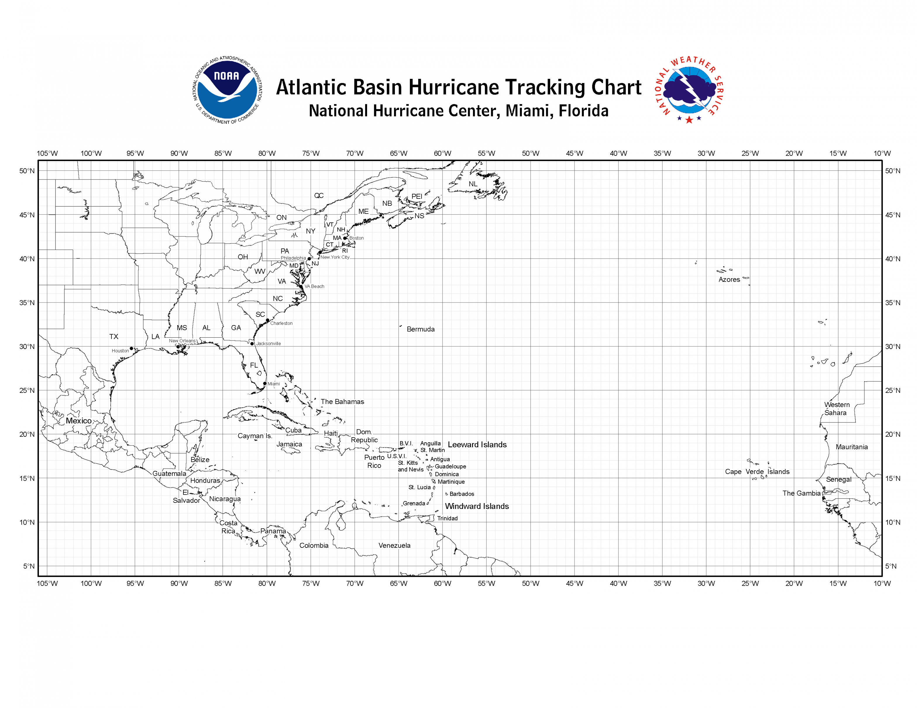 NHC and CPHC Blank Tracking Charts