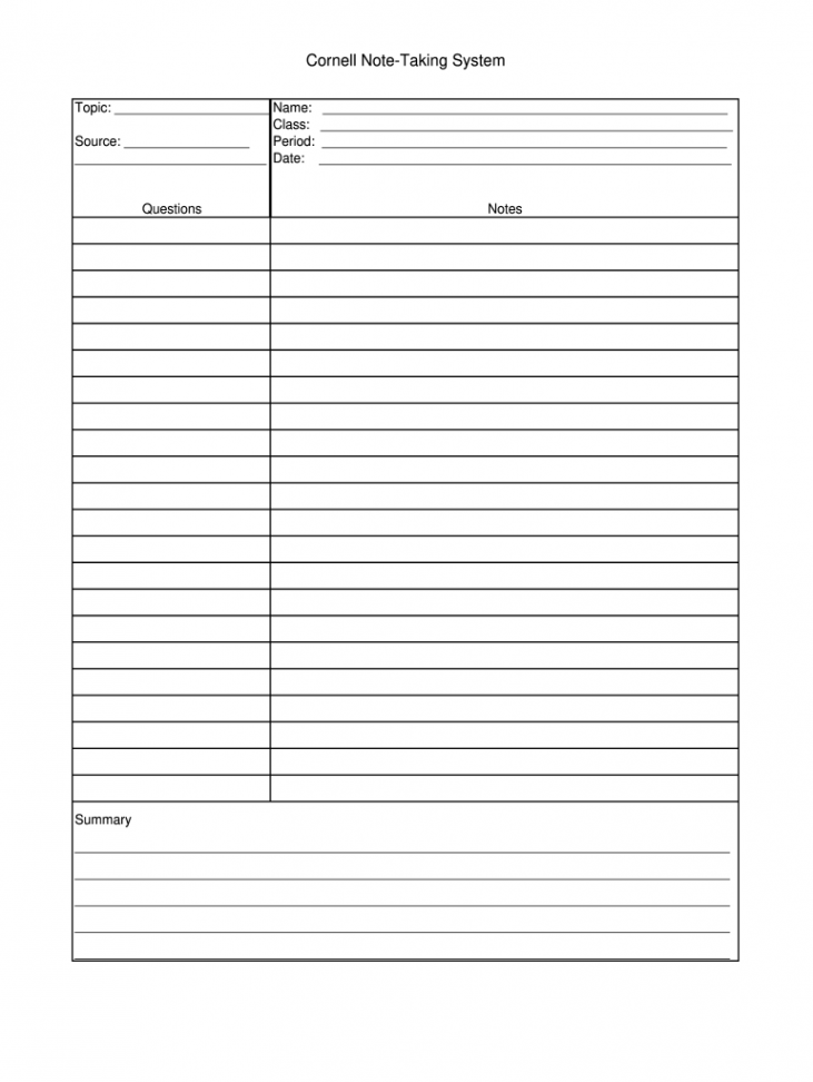 Note Taking Template Pdf - Fill Online, Printable, Fillable, Blank