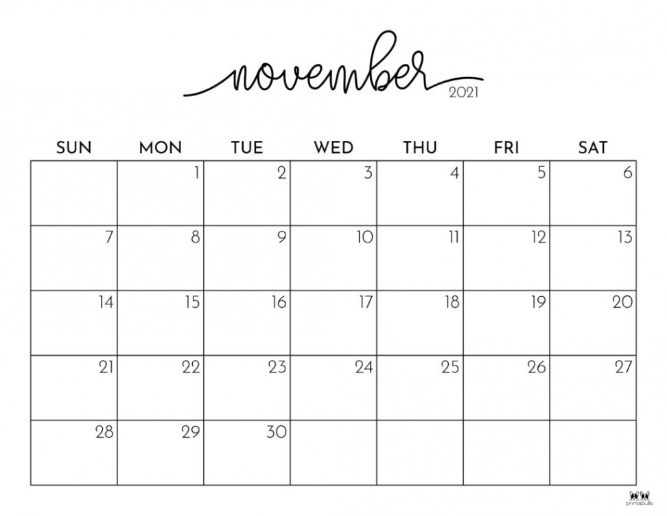 November  Calendars -  FREE Printables  Printabulls