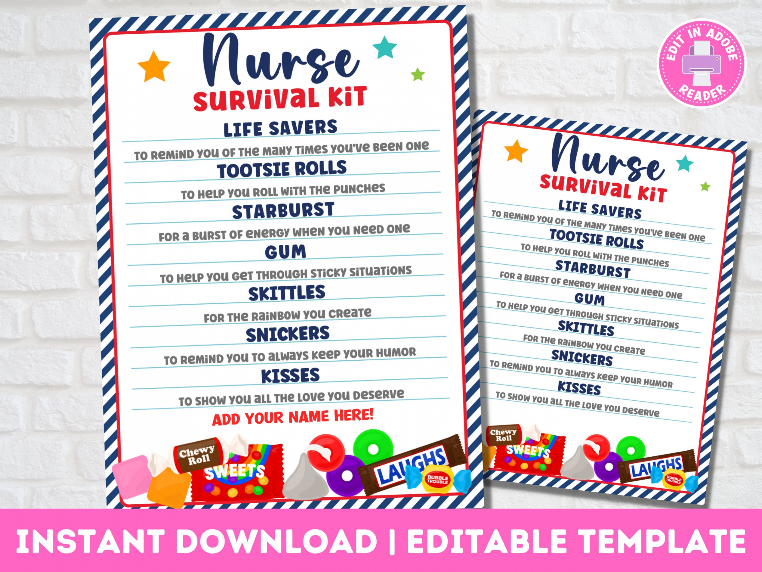 Nurse Survival Kit Tag Printable Nurse Appreciation Gift Tag - Etsy