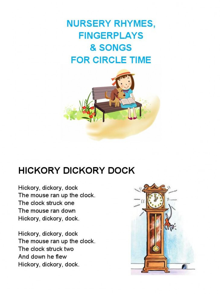 Nursery Rhymes, Songs & Fingerplays Printable Cards - Free