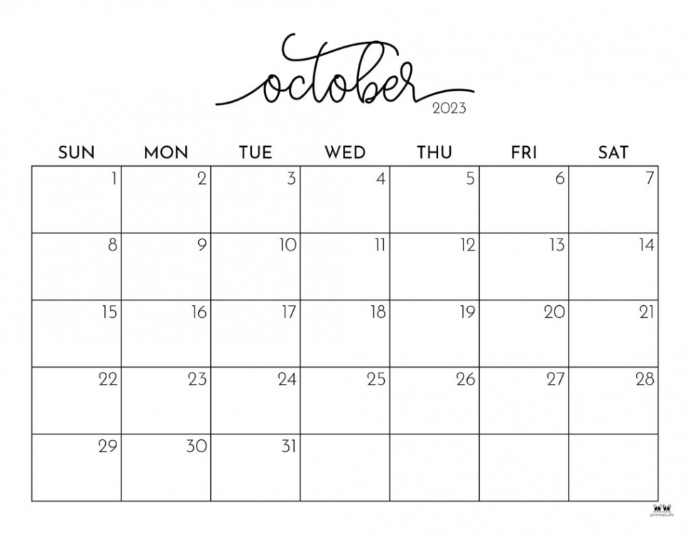 October  Calendars -  FREE Printables  Printabulls