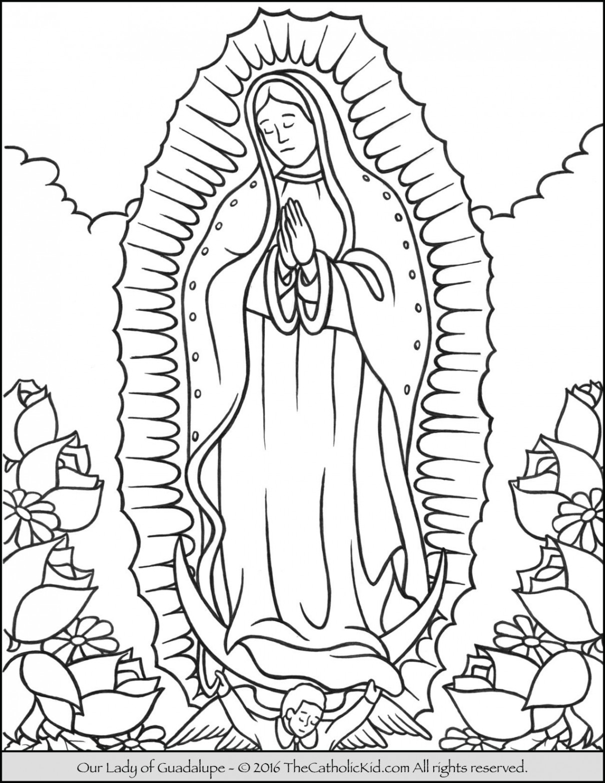 Our Lady of Guadalupe Coloring Page - TheCatholicKid