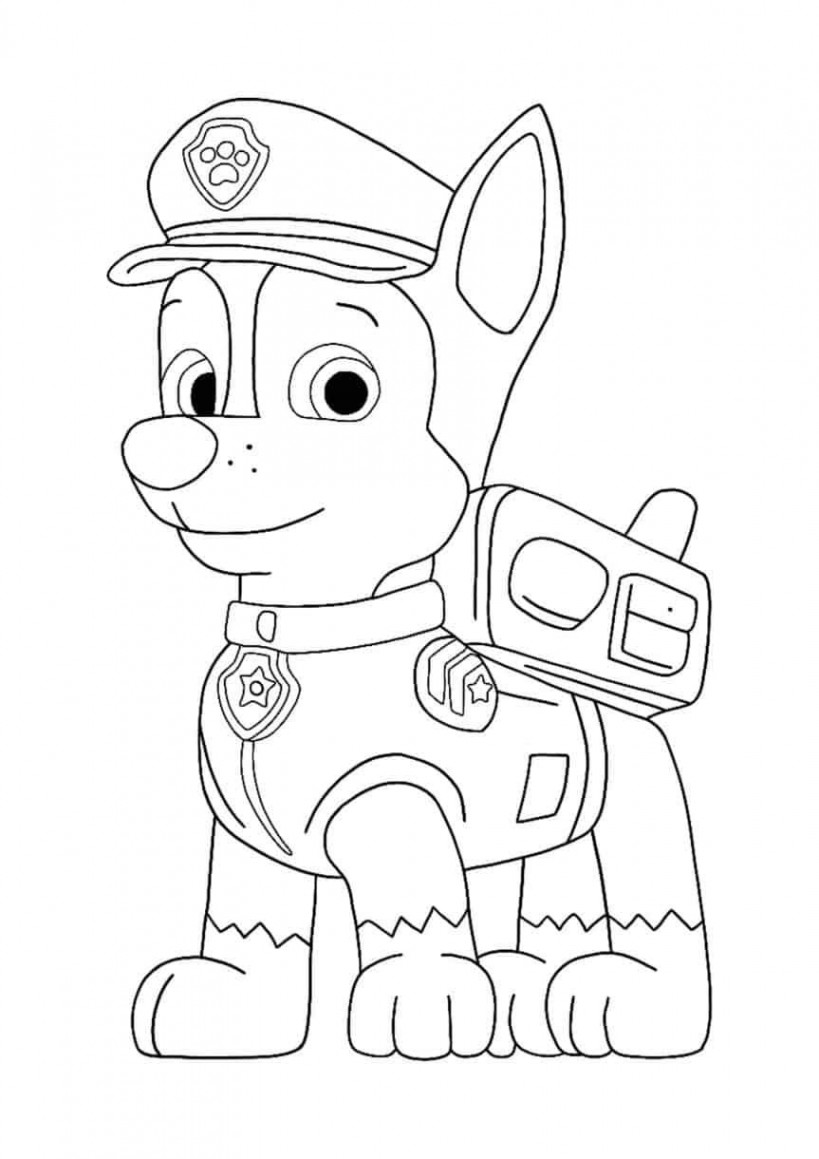 Paw Patrol Chase Coloring Pages -  Free Printable Coloring Sheets