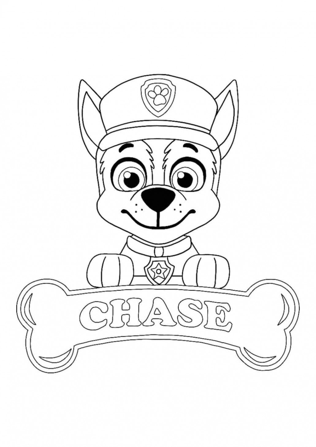 Paw Patrol Chase Coloring Pages -  Free Printable Coloring Sheets