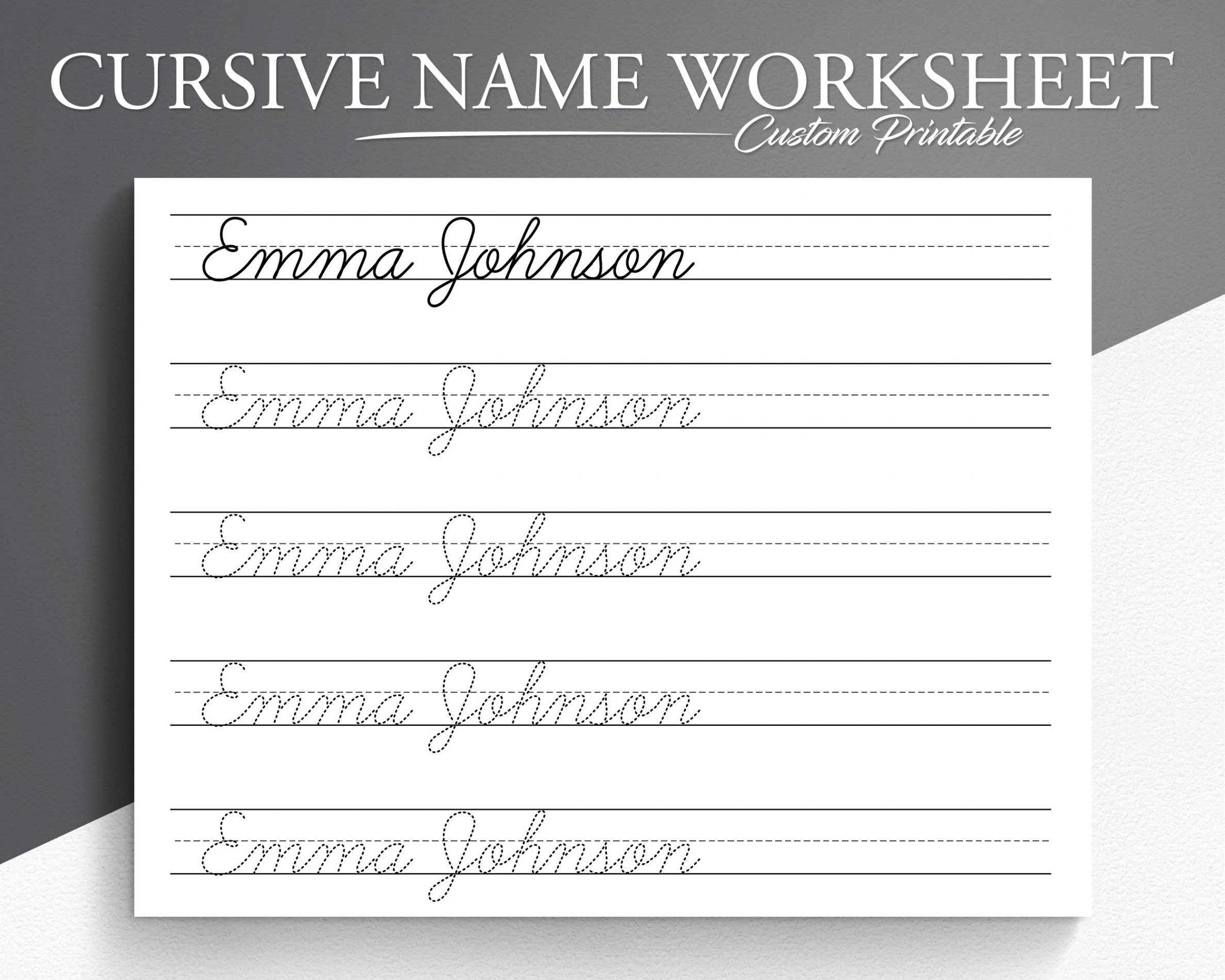 Personalized Cursive Name Tracing Sheet