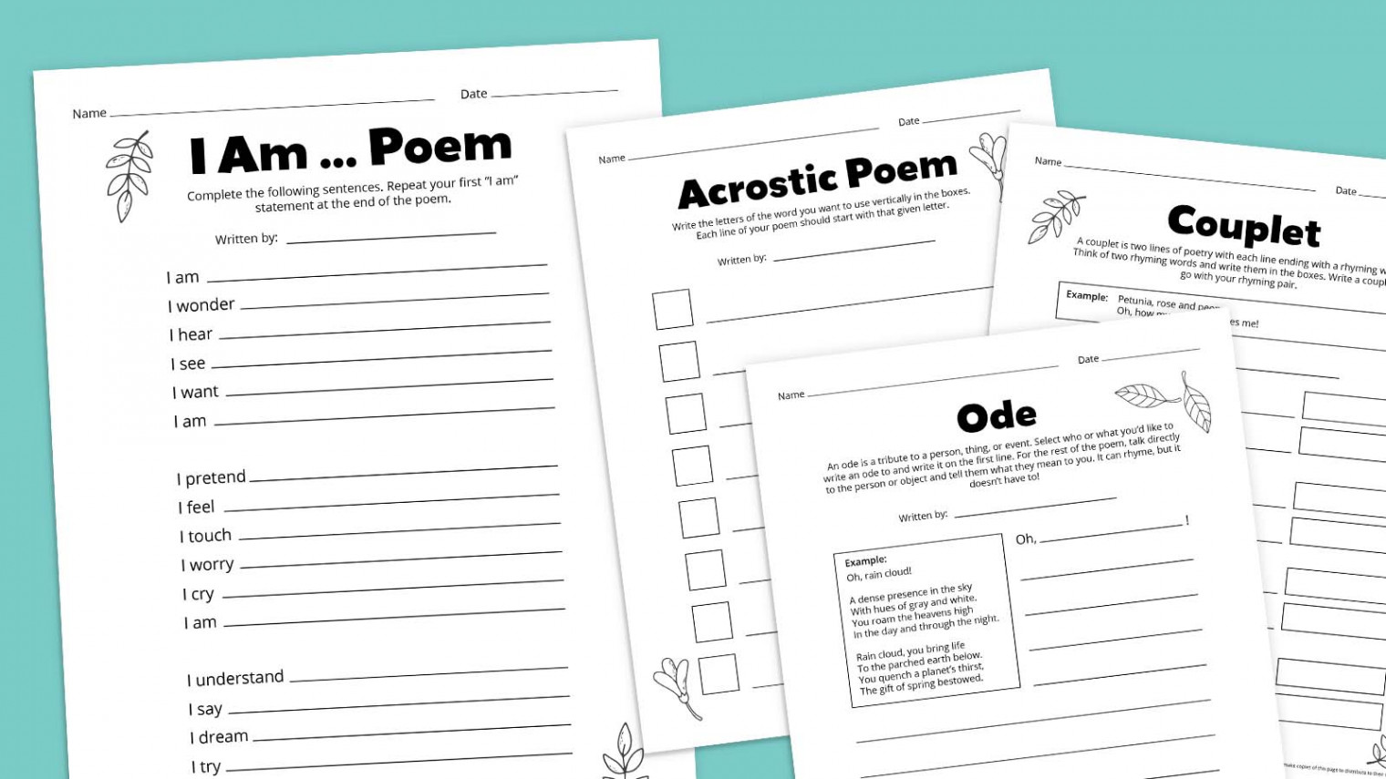 Poetry Worksheets: Get Our Free Bundle With  Templates