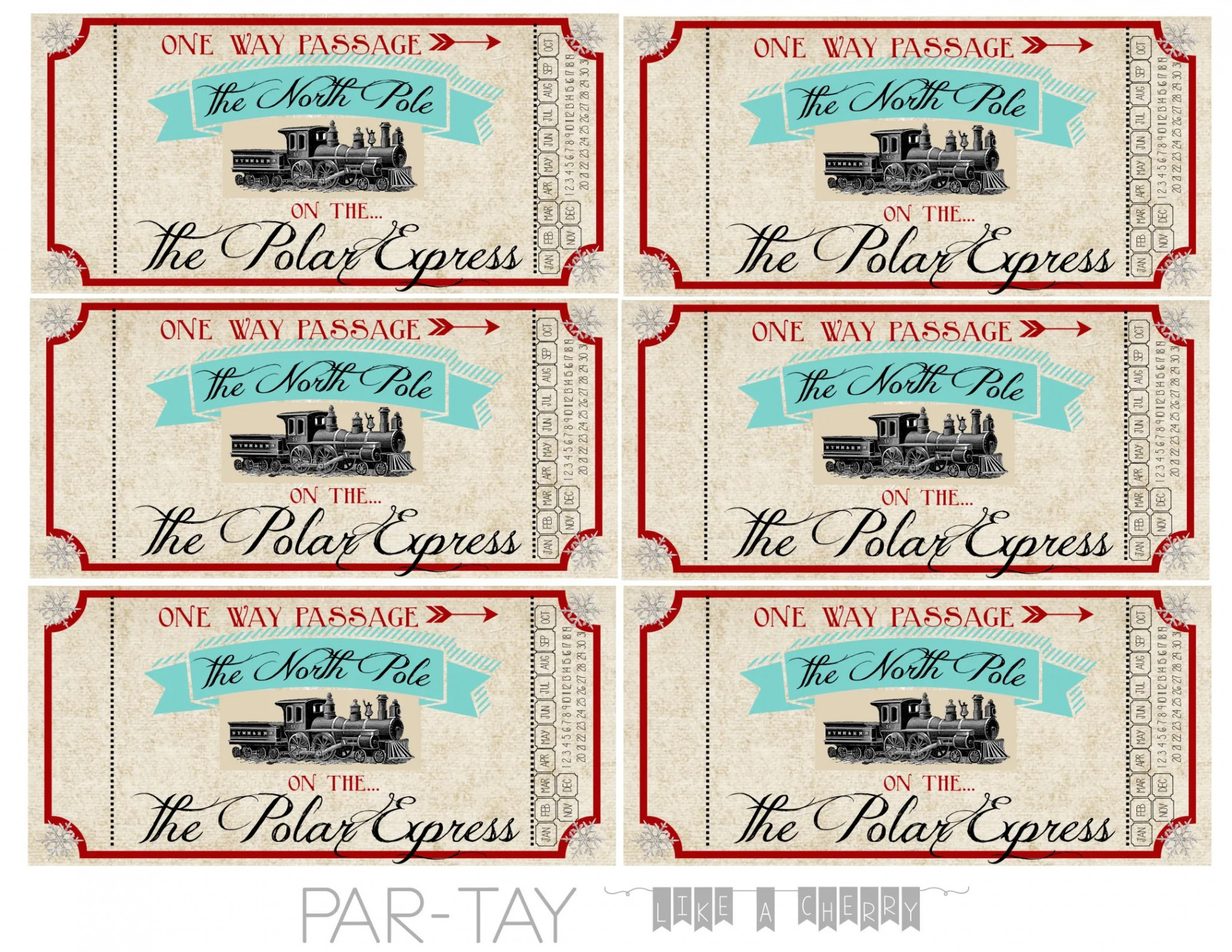 Polar Express Train Tickets Free Printable - Party Like a Cherry