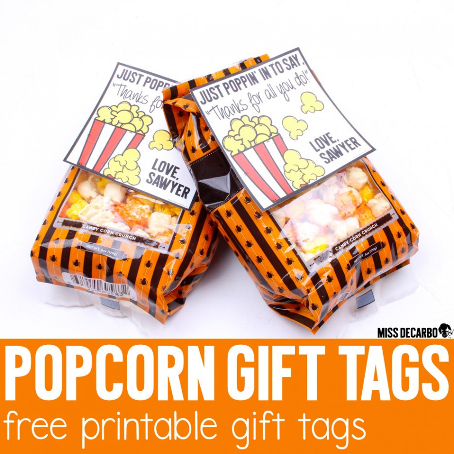 Popcorn Gift Tags - Miss DeCarbo