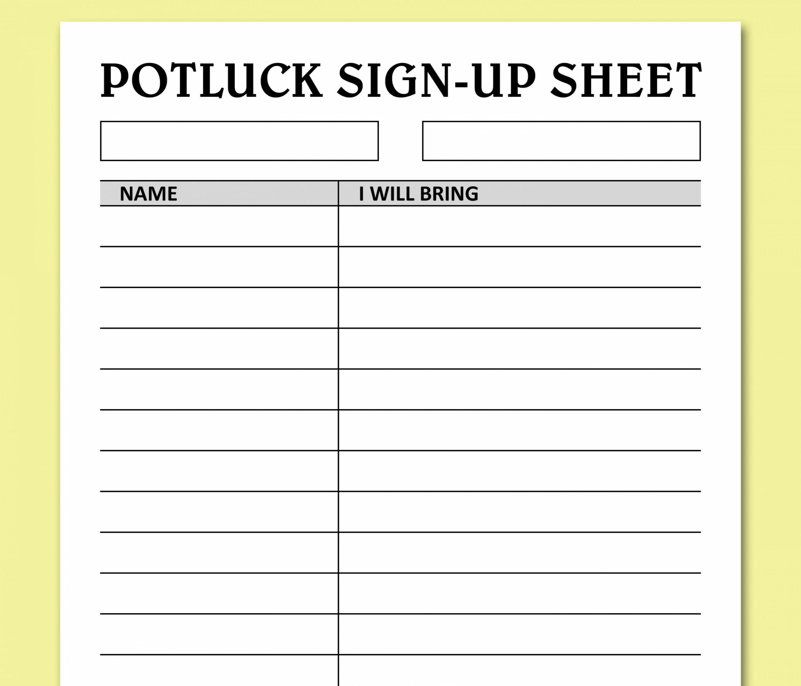 Potluck Sign up Sheet Printable, Holidays Events Potluck Brunch