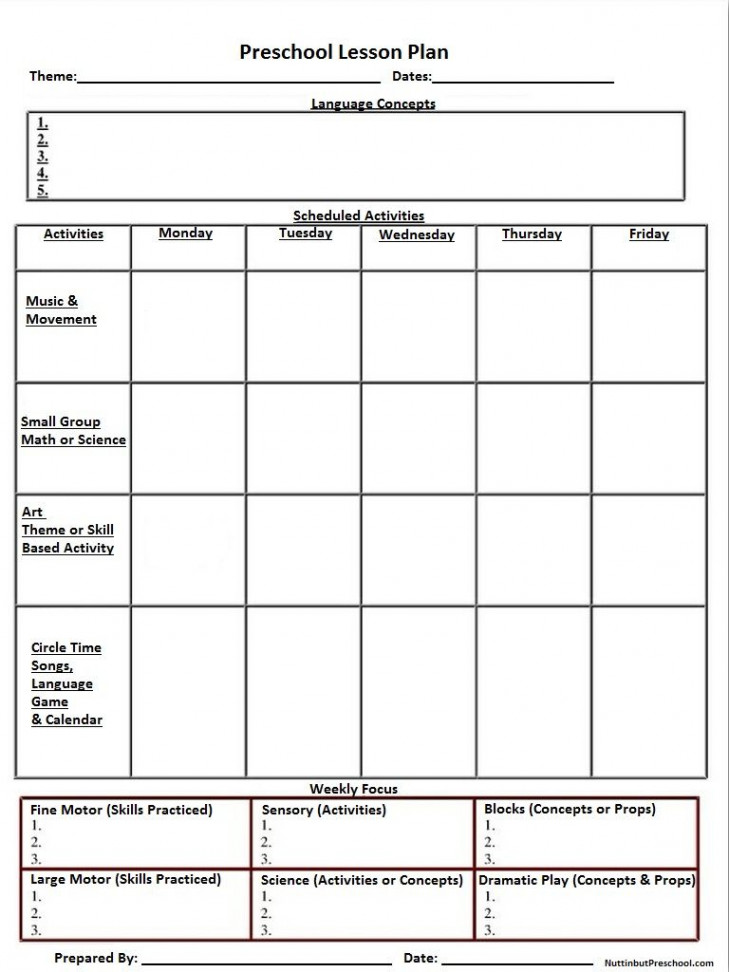 Preschool lesson plan template, Printable lesson plans, Preschool