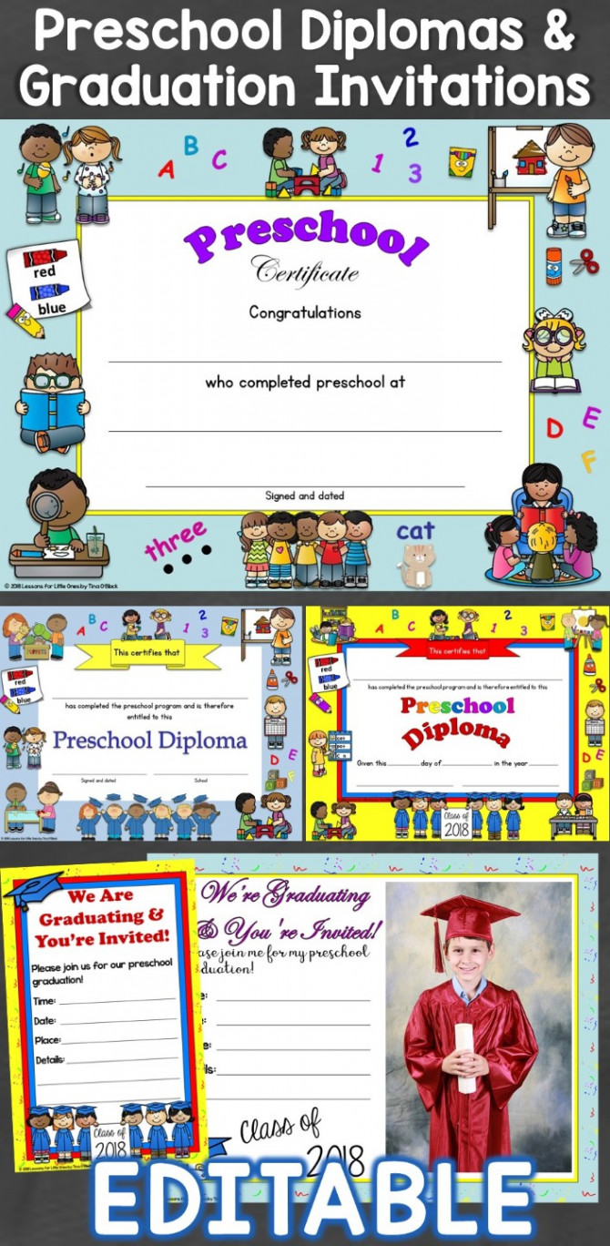 Preschool, Pre-K, Pre-Kindergarten Diplomas, Certificates