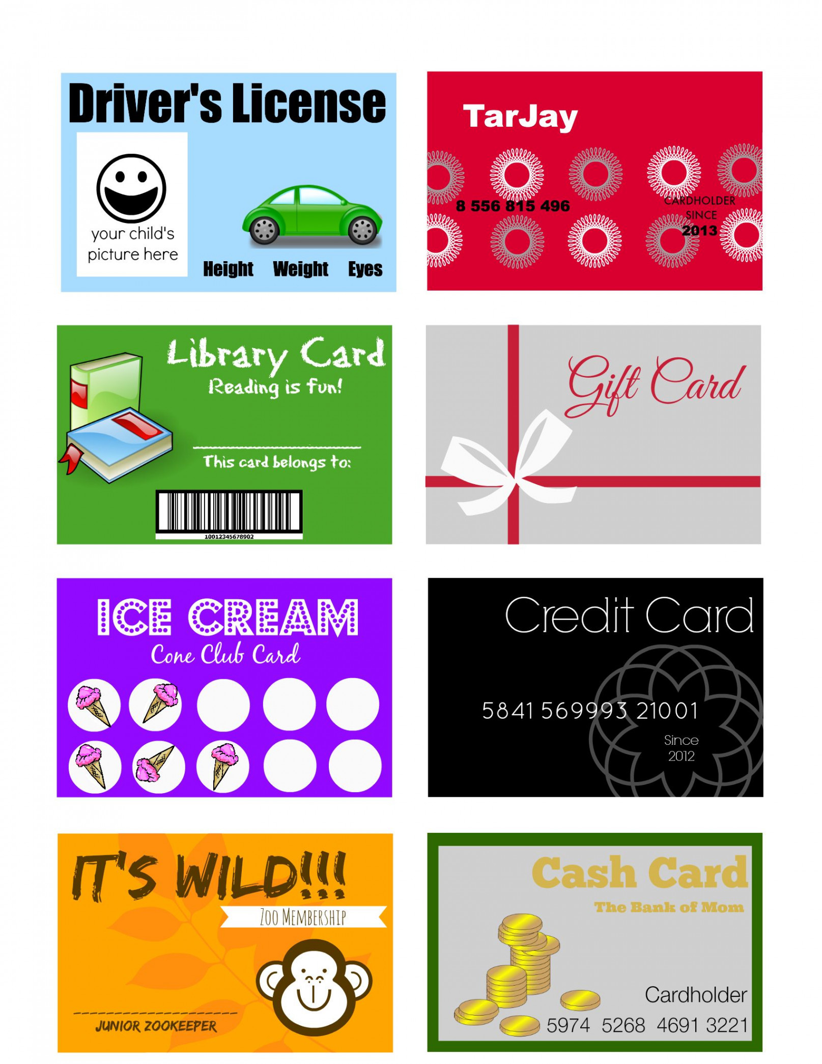 Printable (and Customizable) Play Credit Cards  Kids credit card