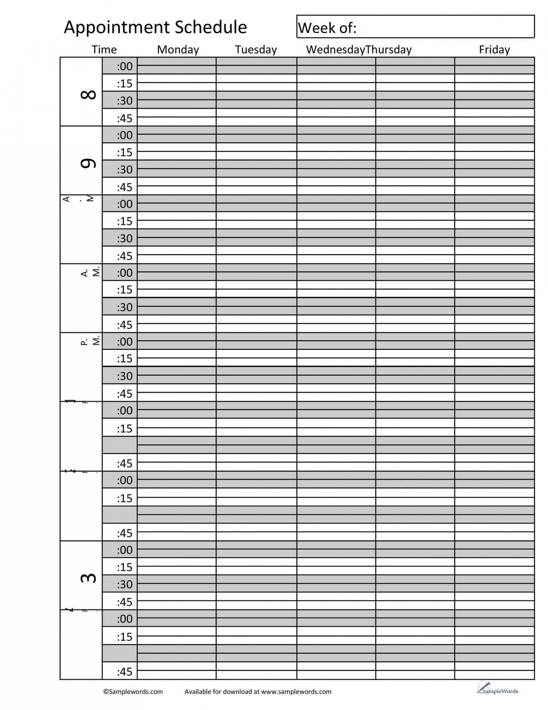 Printable Appointment Schedule Templates [& Appointment Calendars]