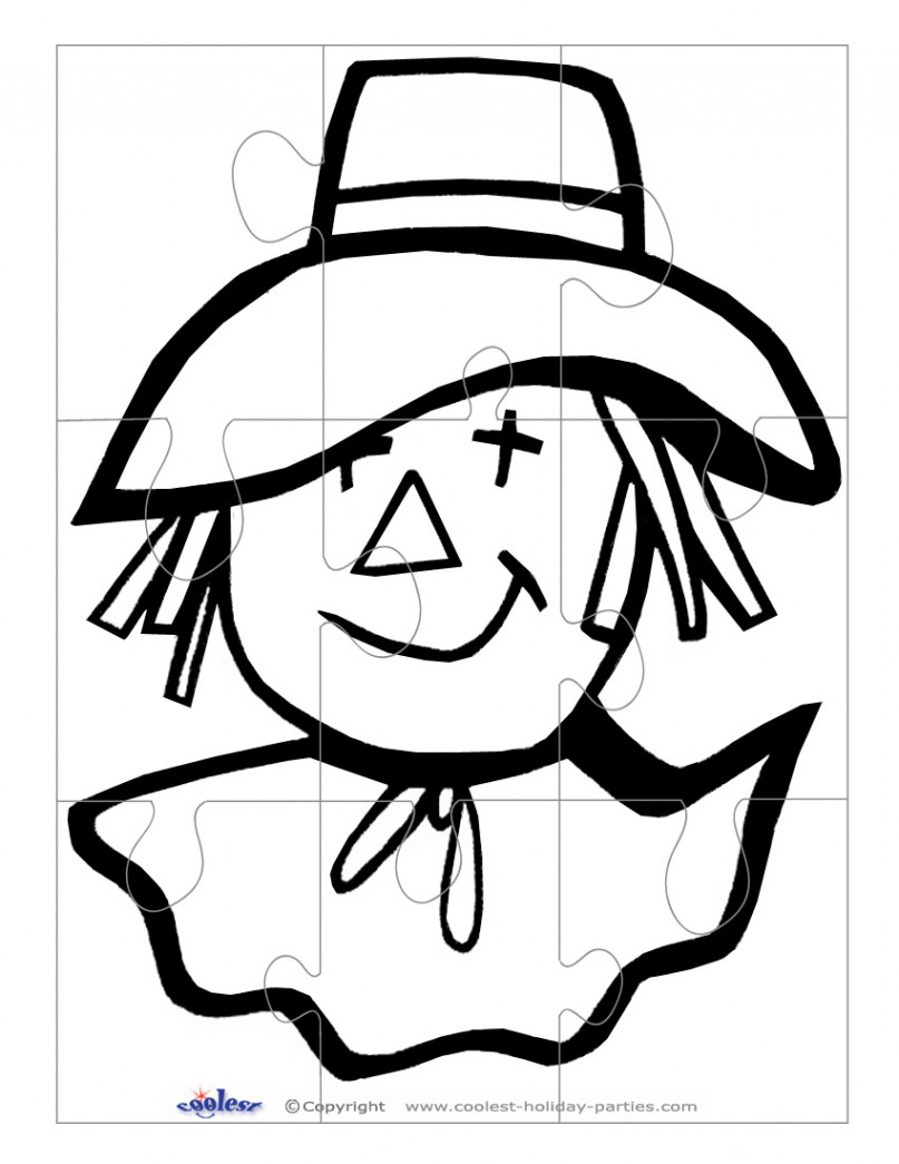 Printable B&W Scarecrow Face Large Puzzle - Coolest Free Printables