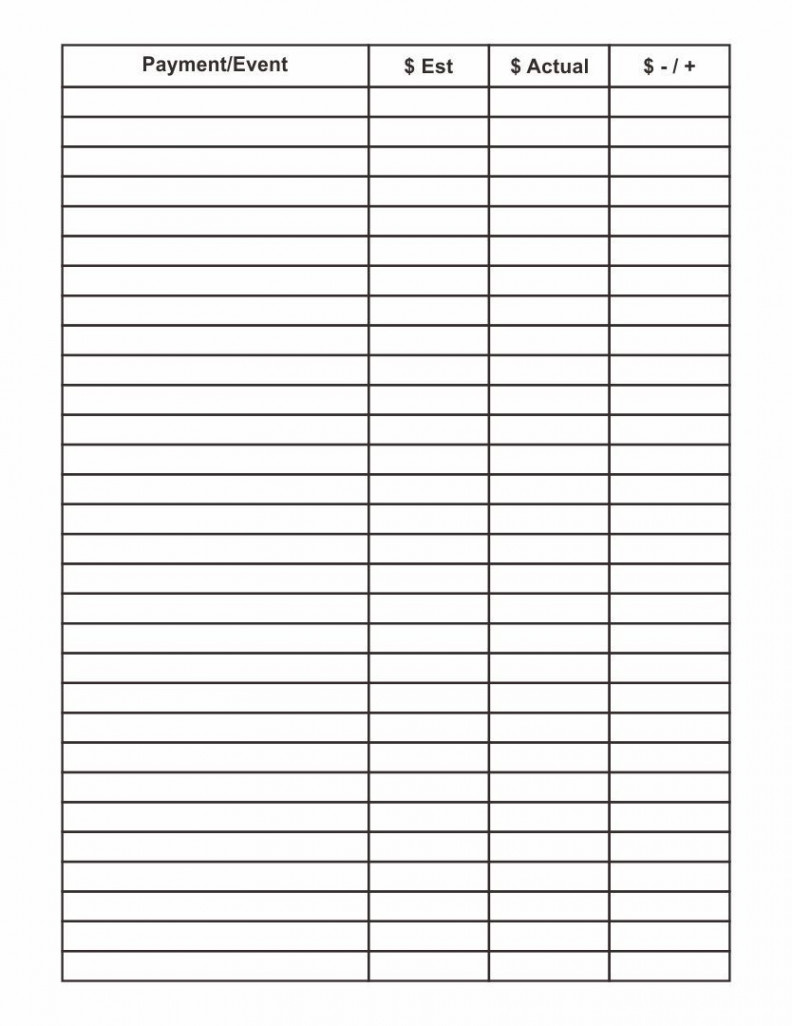 Printable Blank  Column Chart Templates  Table of contents