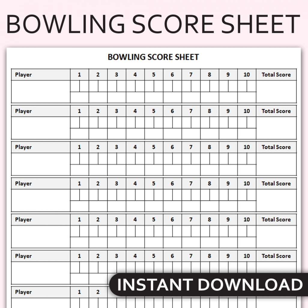 Printable Bowling Score Sheet, Bowling Scorecard, Bowling Score Pad,  Bowling Game Tracker Log, Editable Template