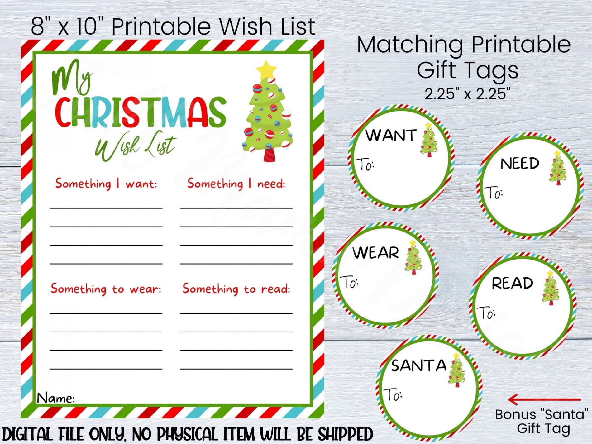 Printable Christmas Wish List Secret Santa Digital Download - Etsy