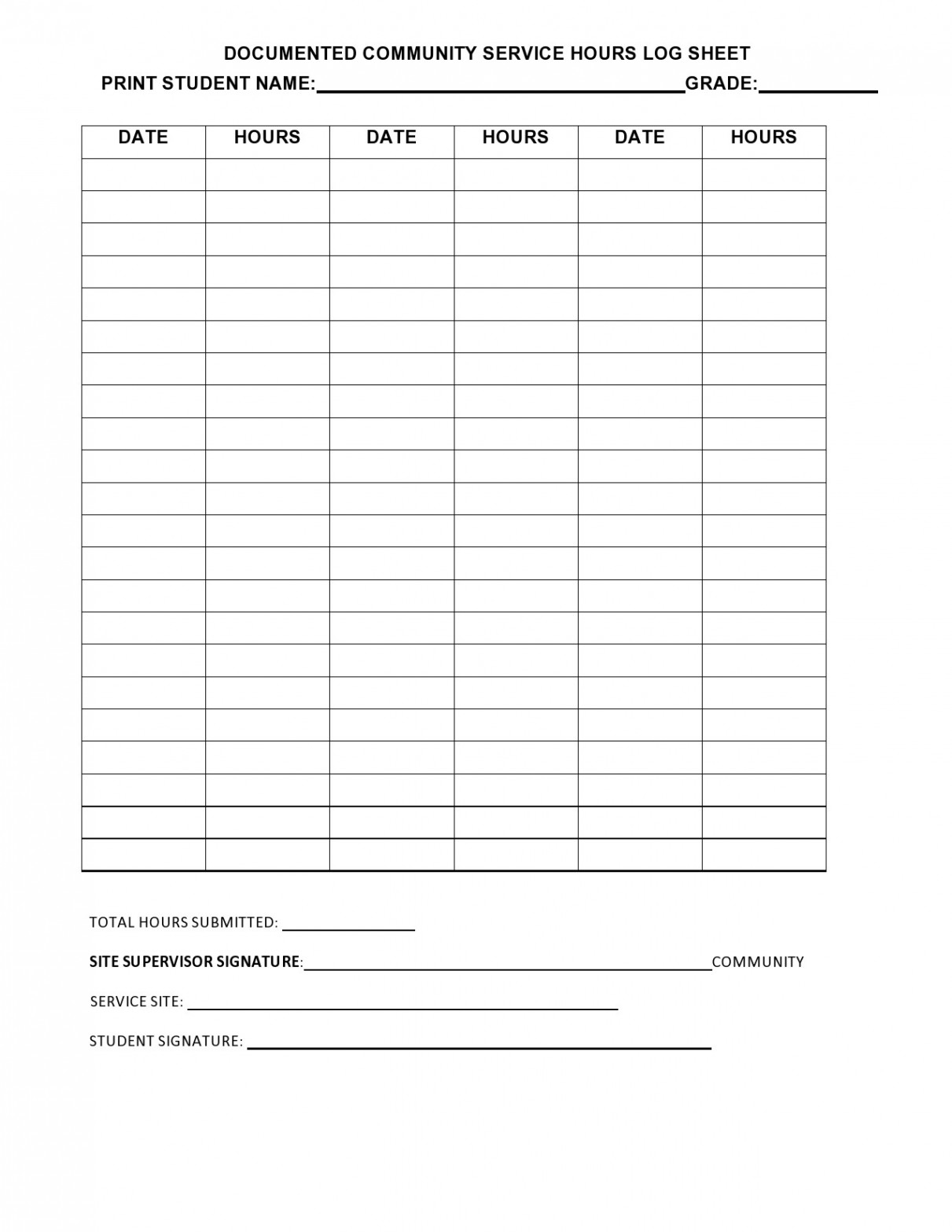 Printable Community Service Forms (MS Word) ᐅ TemplateLab