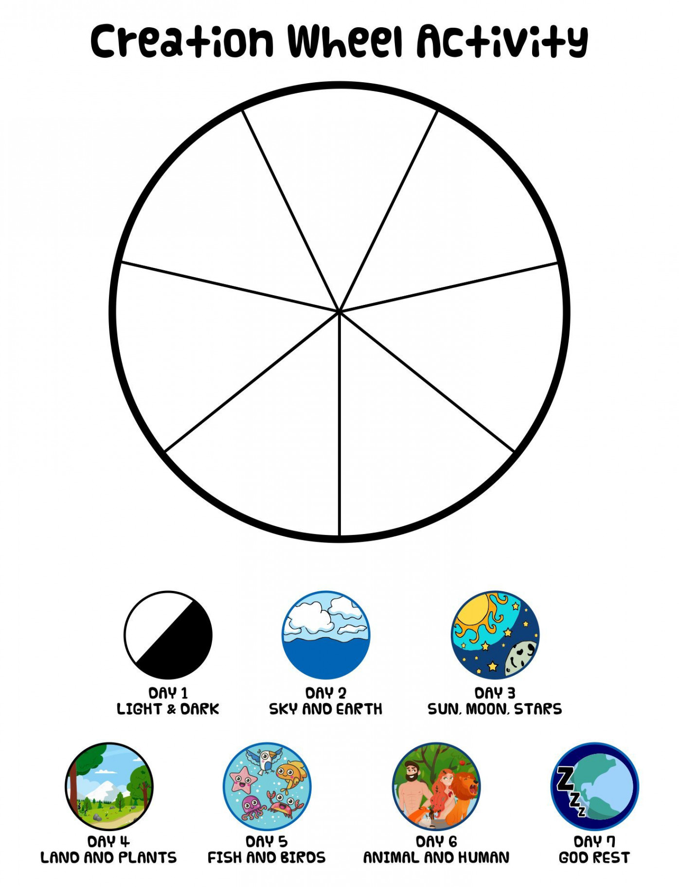 Printable Creation Wheel Activity  Wheel craft, Printable crafts