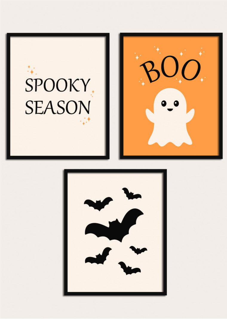 Printable Halloween wall art - Chevron Lemon