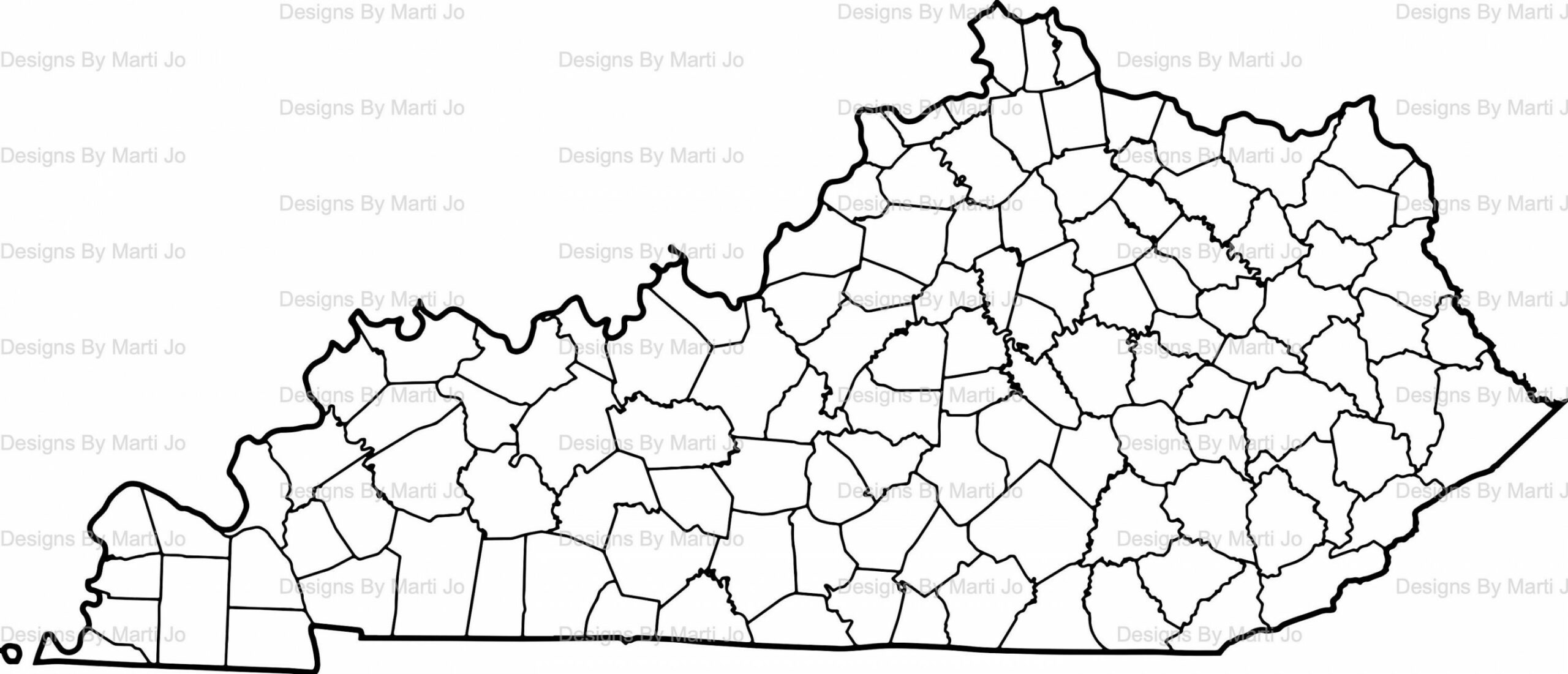 Printable Kentucky Map Printable KY County Map Digital Download