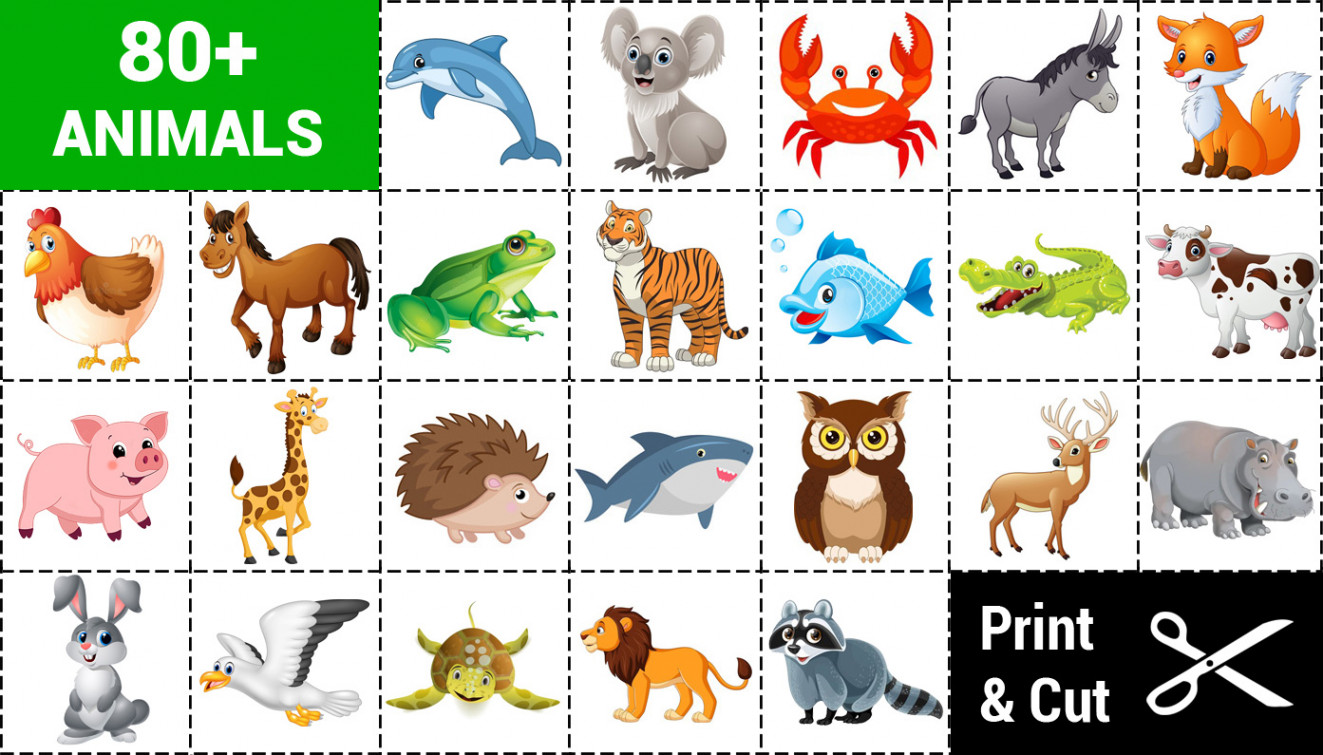 Printable Matching game - Animals Cards - Free  Memozor