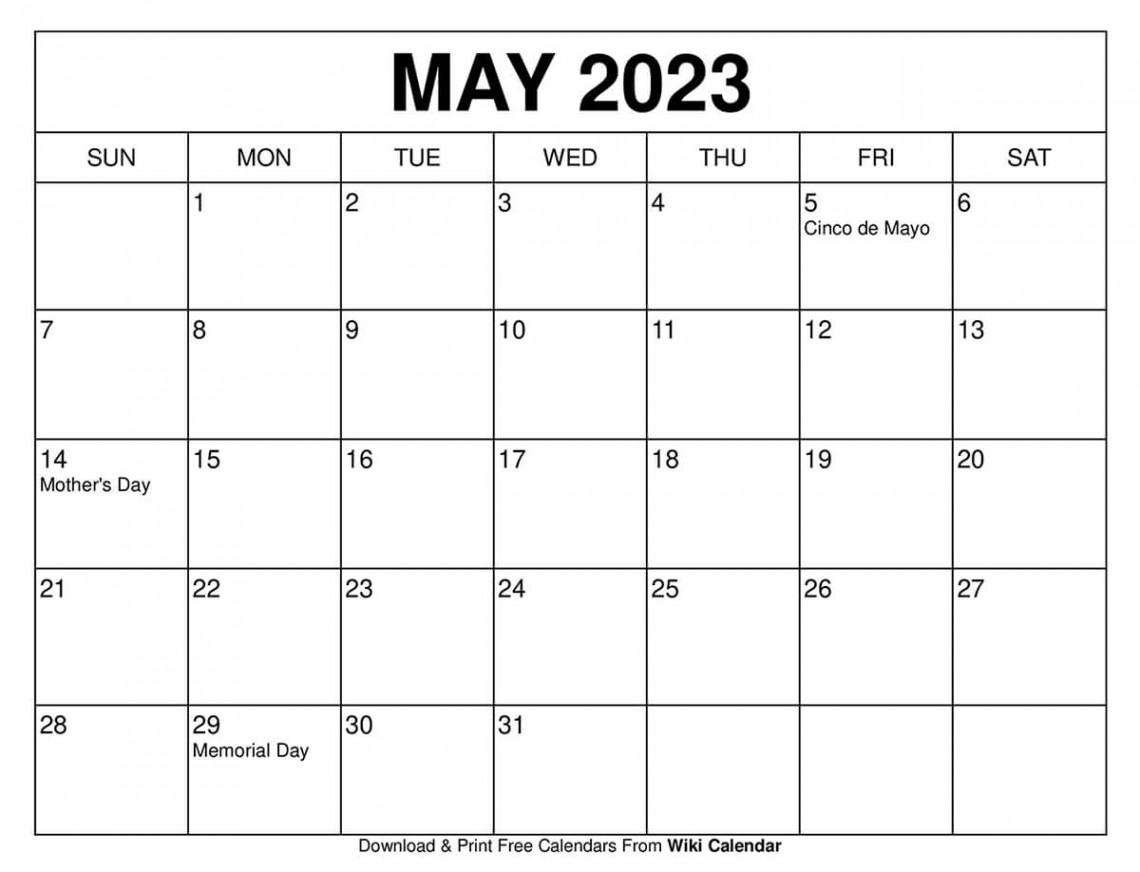 Printable May  Calendar Templates With Holidays