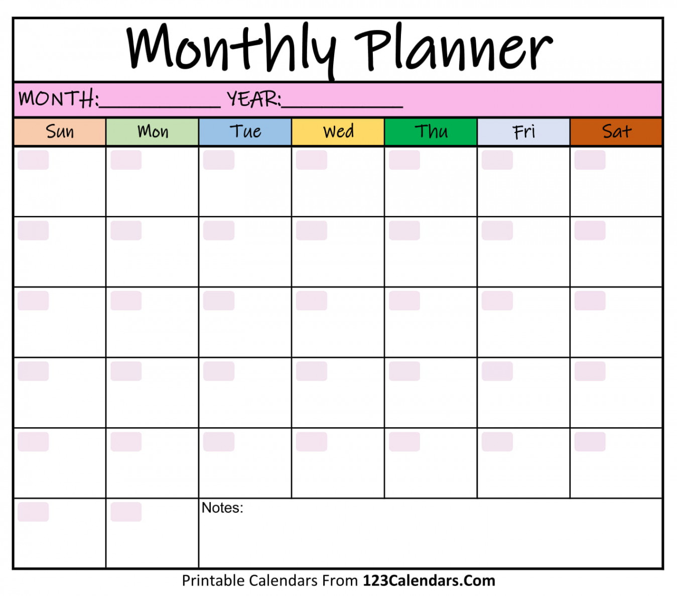 Printable Monthly Planner Templates  Calendars