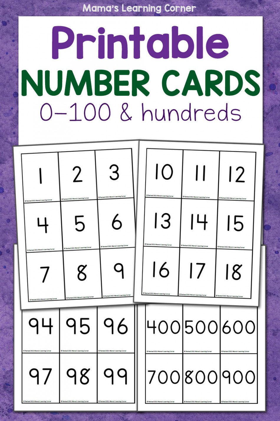 Printable Number Cards - Mamas Learning Corner