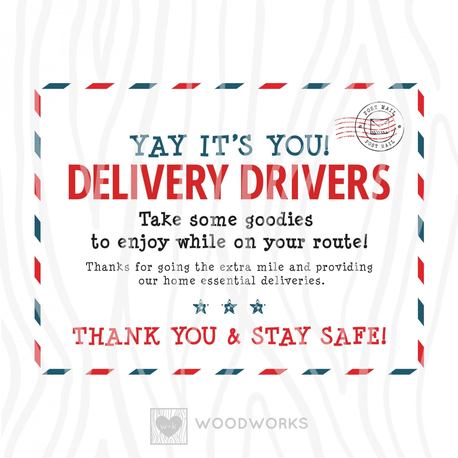 Printable PDF - Quarantine Take Some Goodies, Thank You Delivery Drivers  Treat Sign "Package, Grocery & Food Delivery Carrier and Driver"