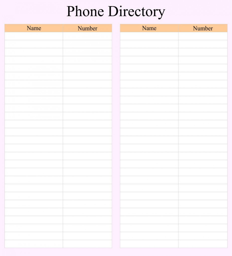 Printable Phone Directory Template  Templates printable free